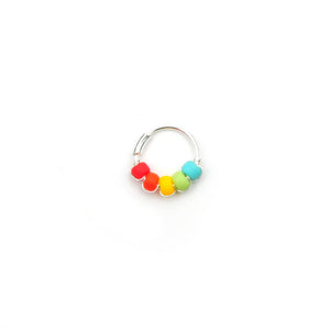 Rainbow Beaded Hoop Earrings - Ear, Nose Ring, Cartilage Hoop