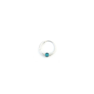 Teal & Gold Bead Hoop Earring - Cartilage Hoop, Nose Ring