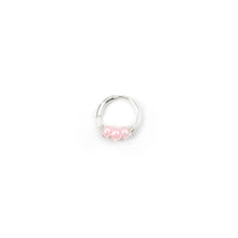 Load image into Gallery viewer, Pink Beaded Silver Hoop - Earrings, Cartilage Hoop, Nose Ring
