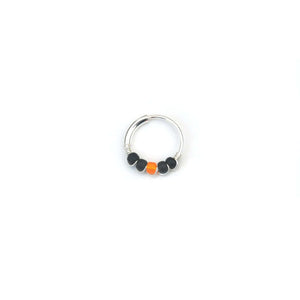 Orange & Black Cartilage Earring - Ear Piercing Hoop, Nose Ring