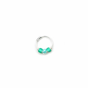 Green Bead Hoop Earring - Cartilage Hoop, Nose Ring