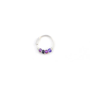 Purple Beaded Hoop Earrings - Ear, Nose Ring, Cartilage Hoop