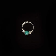 Load image into Gallery viewer, Turquoise Silver Hoop Earring - Cartilage Piercing, Nose Ring
