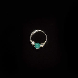 Turquoise Silver Hoop Earring - Cartilage Piercing, Nose Ring