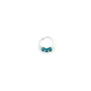 Teal & Gold Bead Hoop Earring - Cartilage Hoop, Nose Ring
