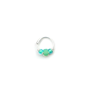 Green Bead Hoop Earring - Cartilage Hoop, Nose Ring