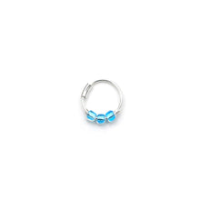 Load image into Gallery viewer, Blue and Purple Beaded Silver Hoop