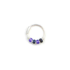 Purple Beaded Hoop Earrings - Ear, Nose Ring, Cartilage Hoop