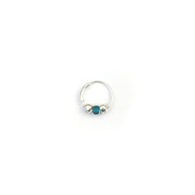 Load image into Gallery viewer, Teal &amp; Gold Bead Hoop Earring - Cartilage Hoop, Nose Ring