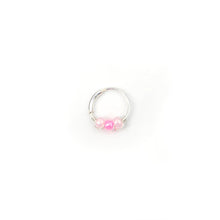 Load image into Gallery viewer, Pink Beaded Silver Hoop - Earrings, Cartilage Hoop, Nose Ring