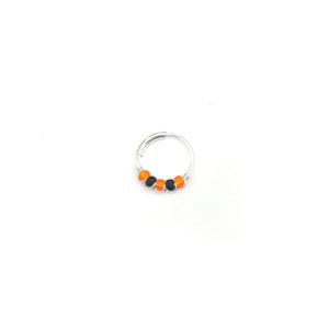 Orange & Black Cartilage Earring - Ear Piercing Hoop, Nose Ring