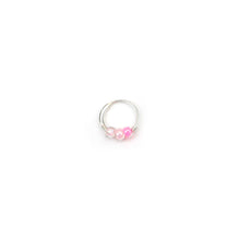 Load image into Gallery viewer, Pink Beaded Silver Hoop - Earrings, Cartilage Hoop, Nose Ring