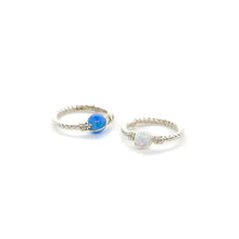 Load image into Gallery viewer, Blue and White Opal Twisted Hoop,
