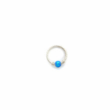 Load image into Gallery viewer, Blue and White Opal Twisted Hoop,