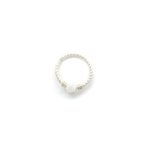 Load image into Gallery viewer, Blue and White Opal Twisted Hoop,