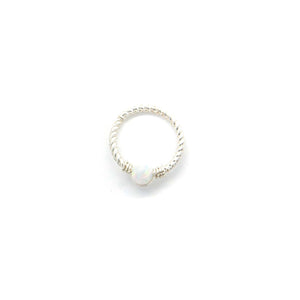 Blue and White Opal Twisted Hoop,