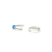 Load image into Gallery viewer, Blue and White Opal Twisted Hoop,