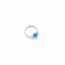 Load image into Gallery viewer, Blue and White Opal Twisted Hoop,