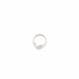 Blue and White Opal Twisted Hoop,