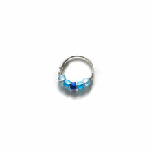 Load image into Gallery viewer, Silver Cartilage Hoop Earrings Huggie Earrings Blue Huggie Earrings for Cartilage, Nose, Ear, Helix Piercing MidwinterHollow