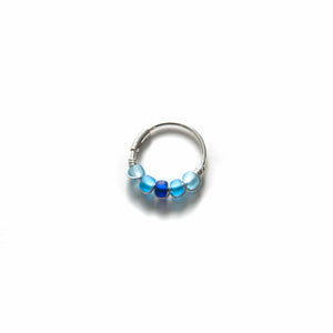 Silver Cartilage Hoop Earrings Huggie Earrings Blue Huggie Earrings for Cartilage, Nose, Ear, Helix Piercing MidwinterHollow
