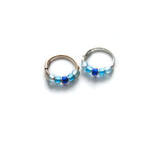 Load image into Gallery viewer, Silver Cartilage Hoop Earrings Huggie Earrings Blue Huggie Earrings for Cartilage, Nose, Ear, Helix Piercing MidwinterHollow