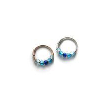 Load image into Gallery viewer, Silver Cartilage Hoop Earrings Huggie Earrings Blue Huggie Earrings for Cartilage, Nose, Ear, Helix Piercing MidwinterHollow