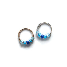 Load image into Gallery viewer, Silver Cartilage Hoop Earrings Huggie Earrings Blue Huggie Earrings for Cartilage, Nose, Ear, Helix Piercing MidwinterHollow
