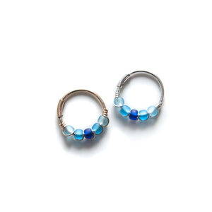 Silver Cartilage Hoop Earrings Huggie Earrings Blue Huggie Earrings for Cartilage, Nose, Ear, Helix Piercing MidwinterHollow