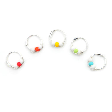 Bright Colour and White Bead Earrings - Cartilage Hoop, Nose Ring