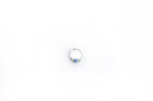 Silver Cartilage Hoop Earrings Huggie Earrings Opal Hoop Earrings - Cartilage Hoop, Nose Ring Dark Turquoise / With Silver Beads / Single (One Hoop) MidwinterHollow