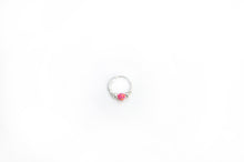 Load image into Gallery viewer, Silver Cartilage Hoop Earrings Huggie Earrings Opal Hoop Earrings - Cartilage Hoop, Nose Ring Fuchsia / With Silver Beads / Single (One Hoop) MidwinterHollow