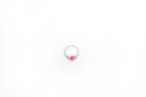 Silver Cartilage Hoop Earrings Huggie Earrings Opal Hoop Earrings - Cartilage Hoop, Nose Ring Fuchsia / With Silver Beads / Single (One Hoop) MidwinterHollow