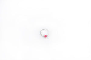 Silver Cartilage Hoop Earrings Huggie Earrings Opal Hoop Earrings - Cartilage Hoop, Nose Ring Fuchsia / Without Silver Beads / Single (One Hoop) MidwinterHollow