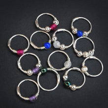 Load image into Gallery viewer, Gemstone Beads on Silver Hoop - Cartilage Hoop, Earrings