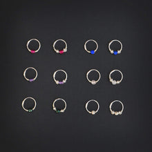 Load image into Gallery viewer, Gemstone Beads on Silver Hoop - Cartilage Hoop, Earrings