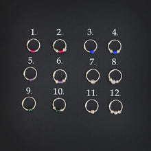 Load image into Gallery viewer, Gemstone Beads on Silver Hoop - Cartilage Hoop, Earrings
