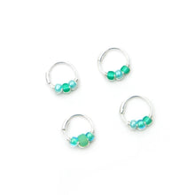 Load image into Gallery viewer, Green Bead Hoop Earring - Cartilage Hoop, Nose Ring