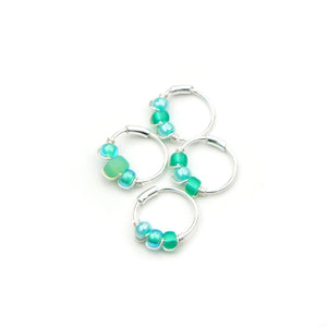 Green Bead Hoop Earring - Cartilage Hoop, Nose Ring
