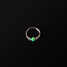 Load image into Gallery viewer, Silver Cartilage Hoop Earrings Huggie Earrings Opal Hoop Earrings - Cartilage Hoop, Nose Ring Green / With Silver Beads / Single (One Hoop) MidwinterHollow