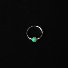 Load image into Gallery viewer, Silver Cartilage Hoop Earrings Huggie Earrings Opal Hoop Earrings - Cartilage Hoop, Nose Ring Green / Without Silver Beads / Single (One Hoop) MidwinterHollow