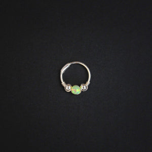 Silver Cartilage Hoop Earrings Huggie Earrings Opal Hoop Earrings - Cartilage Hoop, Nose Ring Lemon / With Silver Beads / Single (One Hoop) MidwinterHollow