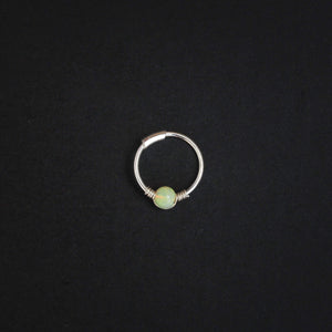 Silver Cartilage Hoop Earrings Huggie Earrings Opal Hoop Earrings - Cartilage Hoop, Nose Ring Lemon / Without Silver Beads / Single (One Hoop) MidwinterHollow