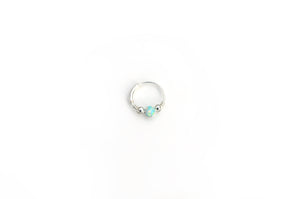 Silver Cartilage Hoop Earrings Huggie Earrings Opal Hoop Earrings - Cartilage Hoop, Nose Ring Light Turquoise / With Silver Beads / Single (One Hoop) MidwinterHollow