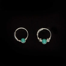 Load image into Gallery viewer, Turquoise Silver Hoop Earring - Cartilage Piercing, Nose Ring