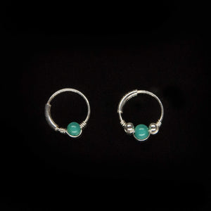 Turquoise Silver Hoop Earring - Cartilage Piercing, Nose Ring