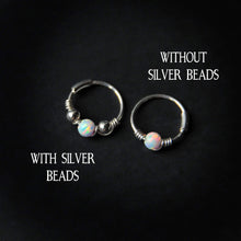 Load image into Gallery viewer, Silver Cartilage Hoop Earrings Huggie Earrings Opal Hoop Earrings - Cartilage Hoop, Nose Ring MidwinterHollow