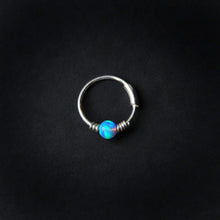 Load image into Gallery viewer, Silver Cartilage Hoop Earrings Huggie Earrings Opal Hoop Earrings - Cartilage Hoop, Nose Ring MidwinterHollow