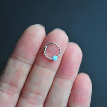 Load image into Gallery viewer, Silver Cartilage Hoop Earrings Huggie Earrings Opal Hoop Earrings - Cartilage Hoop, Nose Ring MidwinterHollow