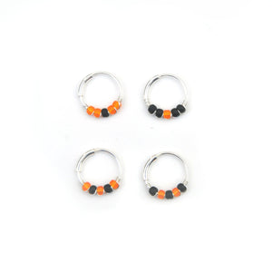 Orange & Black Cartilage Earring - Ear Piercing Hoop, Nose Ring